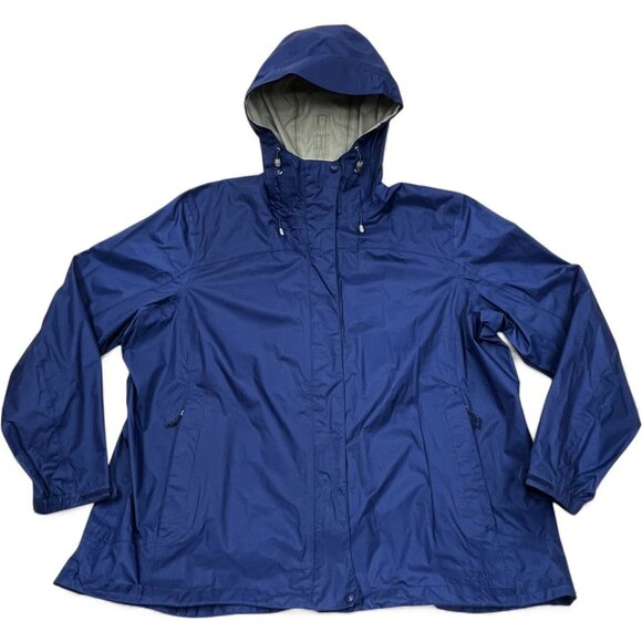 L.L. Bean Blue Waterproof Light Windbreaker Hooded Jacket Women's 3XL XXXL - Picture 1 of 15